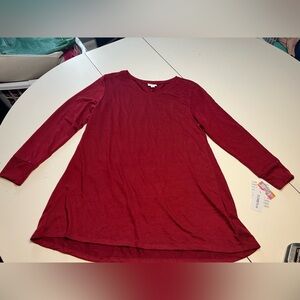 LuLaRoe medium Elizabeth cranberry burgundy red hacci material v neck sweater